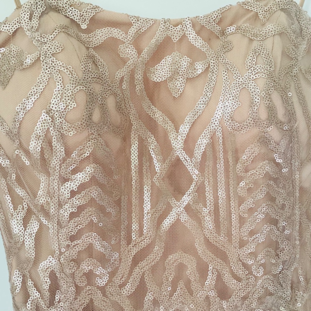 Wtoo Talisa Sequence Mesh Strapless Gown Latte Co… - image 7